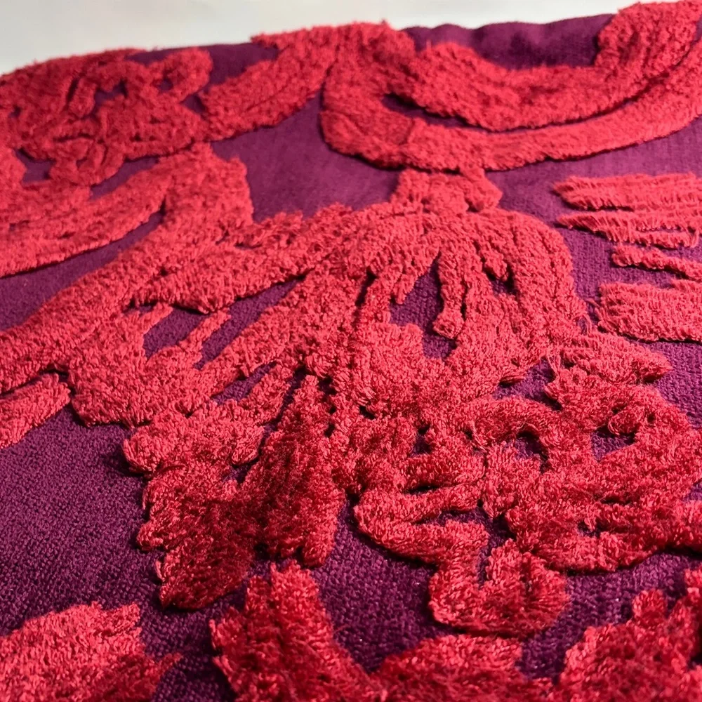 Pottery Barn 2 Natalia Jacquard Pillow Cushion Covers (2) Burgundy & Red Colors